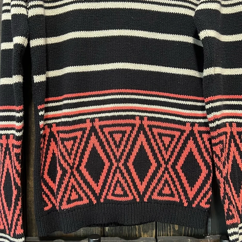 Volcom Black Orange Abstract Sweater S Geo‎ Stripe Festival Grunge Streetwear